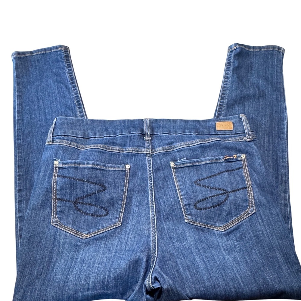 Seven7 Jeans Womens 16 Skinny Dark Wash Denim Blue Stretch Casual Boho 955